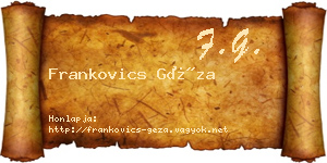 Frankovics Géza névjegykártya